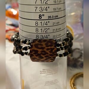 Pre Loved Recycled Leopard Print Beaded Bracelet. Please Read Disciption.